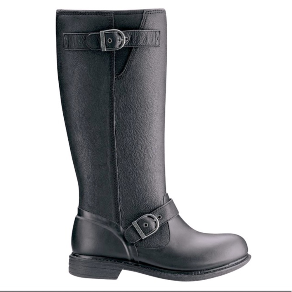 BOGS MCKENNA BLACK LEATHER AND RUBBER WATERPROOF TALL BOOTS SZ 9